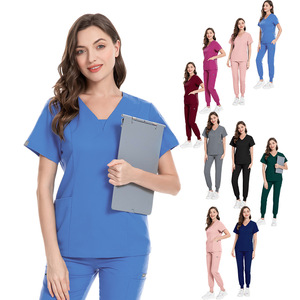 High Quality Joggers Set Nurse Uniforms Hospital Scrubs Comfortable Casual Style Unisex Polyester Rayon Spandex Blend Woven - Product Image 1