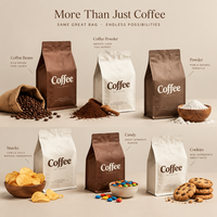Sacs d'emballage pour grains de café imprimés sur mesure, pochette à huit soudures latérales avec valve de dégazage unidirectionnelle, sacs à café à fond plat de qualité alimentaire