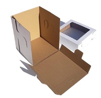 Boîte à gâteau robuste en carton ondulé extra résistant avec couvercle transparent et fenêtre, boîtes de boulangerie blanches, conteneur à gâteau jetable