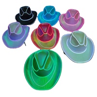 Cappello da Cowboy/Cowgirl GLG577 per Adulti, per Halloween, Natale, Feste, EDC, Cosplay, Costume con Luci LED Colorate