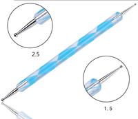 Lot de 5 stylos à double embout pour nail art, outils de manucure avec pinceaux en acrylique et métal pour le pointillage des ongles