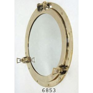 Ojo de buey de latón dorado náutico de 14 ", acabado en pulido de barco con espejo de forma redonda y nuevo diseño de moldeado - Product Image 5