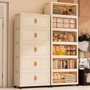 Armoire de rangement carrée en plastique épais de grande capacité (50-80 litres) pour salon, boîte de rangement pour collations d'enfants, armoire à portes - Product Image 2