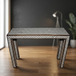 Table basse en os incrusté de design moderne, faite à la main, de haute qualité, durable, facile à nettoyer, portable, avec structure en bois, écologique et convertible - Product Image 1