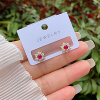 À la mode cuivre plaqué or 18 carats diamant intégré Zircon fleur série boucles d'oreilles plusieurs Styles femmes vêtements quotidiens cadeaux