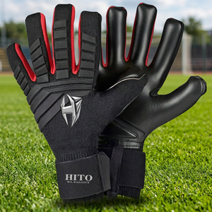 Guantes de portero de fútbol con protección para los dedos, de alta calidad, diseño y logotipo personalizables, guantes de portero con inyección de goma en el dorso. - Product Image 4