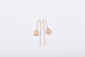 เครื่องประดับโรสโกลด์ต่างหูห้อยแบบเรียบง่ายต่างหูโรสโกลด์แผ่นดิสก์คู่ - Product Image 2