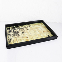 Plateau de service en bois à motif marbré, bord noir, forme irrégulière, fait main, plateau décoratif moderne de luxe pour hôtel, maison, table, rangement