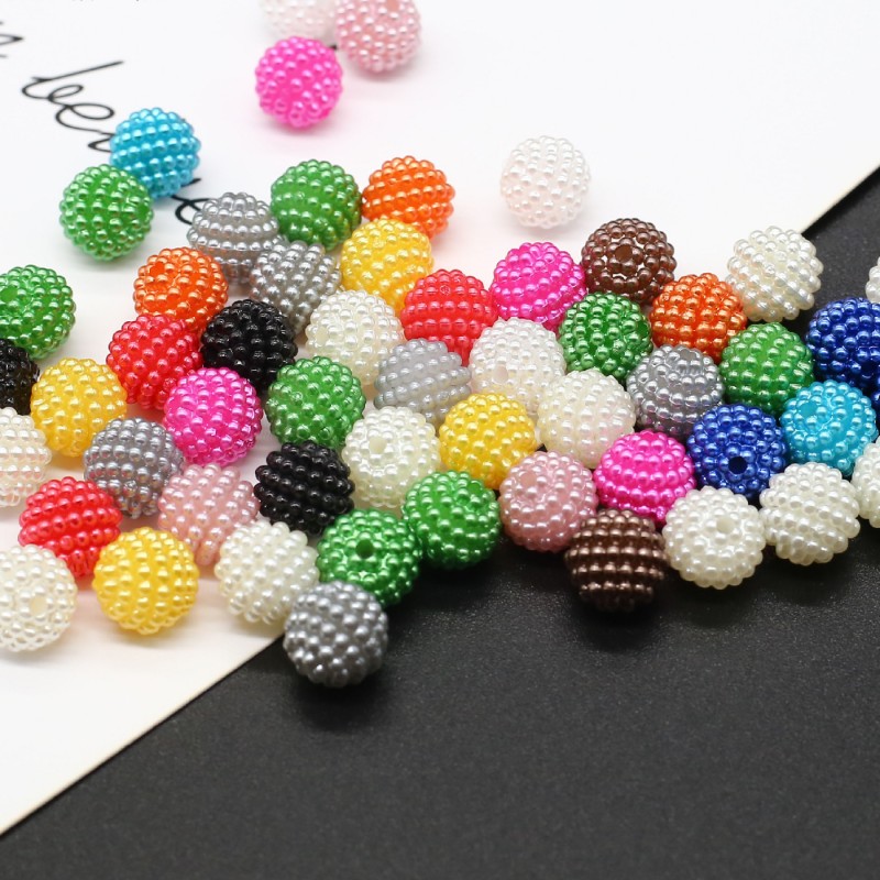 Hot Sales crystal Bubblegum pearl 500grams multi colors round loose pearls of abs plastics Pearl Bayberry Beads for DIY