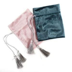 Sacs à bijoux en velours recyclables avec cordon à pompon, imprimés sérigraphiés, pour bracelets, cadeaux, sacs anti-poussière, emballages de bonbons de mariage, personnalisables - Product Image 3