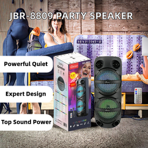 ลำโพงคาราโอเกะไร้สาย JBR-8809 แบบคู่ 8 นิ้ว พร้อมช่อง AUX รองรับ 5.3 ระบบไร้สาย ไฟ RGB LED กำลังขับ 20 วัตต์ เหมาะสำหรับงานปาร์ตี้กลางแจ้ง ใช้สำหรับดีเจ แบตเตอรี่แบบชาร์จได้ - Product Image 2