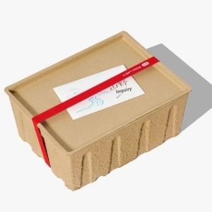 Boîte cadeau écologique entièrement biodégradable en fibres végétales, toucher naturel, vert doux, personnalisable, en pulpe de café, à suspendre, en forme d'oreille - Product Image 3