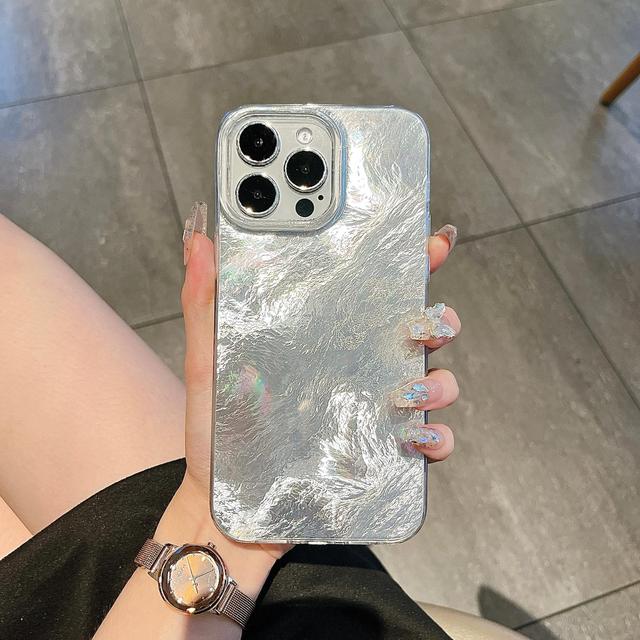 2026 New Arrival Silver Foil Texture Phone Case IPhone17 16 15 14 Pro Max Luxury Holographic Laser Shockproof Case