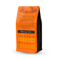 Sac d'emballage en poudre de grains de café à fond plat imprimé sur mesure avec fermeture à glissière pour l'emballage du café sac à joint quadruple sac d'emballage alimentaire