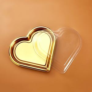 حاوية تعبئة ذهبية شفافة للاستخدام مرة واحدة على شكل قلب للحيوانات الأليفة للفراولة والسوشي والكرز للسلطة - Product Image 4