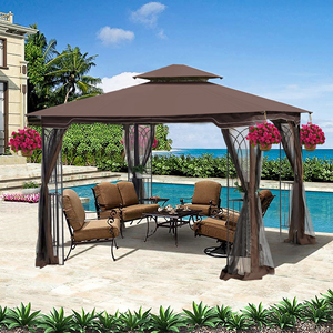 Gazebo Moderno para Patio Exterior OEHOME de 10x10, Carpa con Techo Doble Ventilado, Mosquitera Desmontable, Estructura de Acero Impermeable - Product Image 1