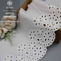 Tissu en dentelle brodée à œillets 100% coton de haute qualité, ruban floral pour robes de femmes et décoration intérieure