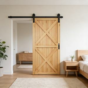 Kit completo de herrajes ajustables de latón para guía de suelo de puerta corredera tipo granero |   Oficinas, Baños y Apartamentos Modernos y Duraderos - Product Image 4