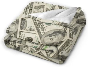 Kustom Flanel Bulu Dolar Dicetak Selimut Lempar Uang Bertema Kekayaan Super Lembut Selimut Mewah Karang - Product Image 5