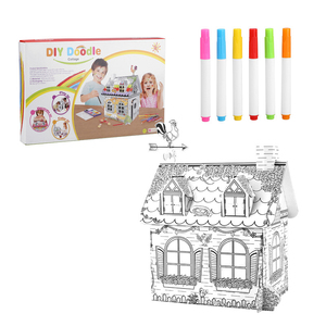 ของเล่นกราฟฟิตีใหม่ปี 2020 บ้านกระดาษแข็งสำหรับเด็กระบายสี ของเล่นวาดภาพ DIY - Product Image 6
