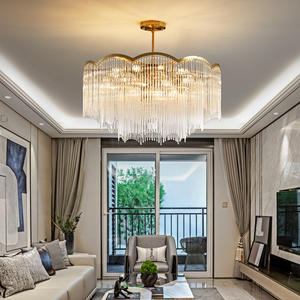 Candelabros de cristal de altura ajustable, luz colgante de borla de tamaño medio para sala de estar, decoración de Hotel, iluminación decorativa - Product Image 4