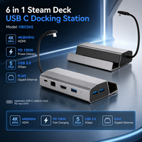 Base de Conexión 6 en 1 para Steam Deck, HDMI 4K+60Hz, PD de 100W, 3 Puertos USB 3.0 de 5Gbps, Soporte de Aluminio para Consola de Juegos Steam Deck