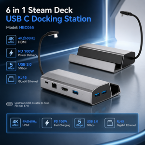 Station d'accueil 6-en-1 pour <span class=keywords><strong>Steam</strong></span> Deck, HDMI 4K+60Hz, PD 100W, 3 ports USB 3.0 5 Gbps, support en aluminium pour console de <span class=keywords><strong>jeu</strong></span> <span class=keywords><strong>Steam</strong></span> Deck - Product Image 4