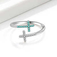 Fine femmes Double croix Index doigt réglable anneau mode cristal Zircon fiançailles mariage croix anneau bijoux