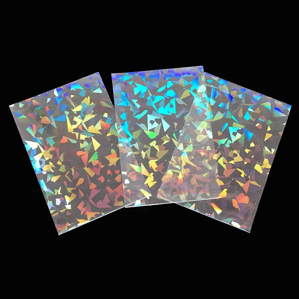 Maniche per carte ologramma in pietra preziosa di vetro rotto effetto Laser gioco olografico sport Trading maniche per Penny interne
