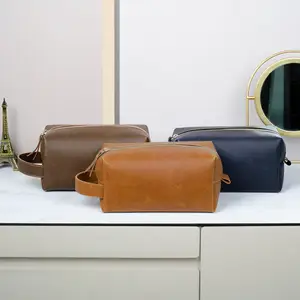 Bolsa de cosméticos para maquiagem e maquiagem, bolsa pequena em couro PU para homens e mulheres, preço mais barato para viagem, logotipo de couro PU 2024, ideal para homens e mulheres