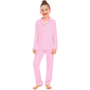 New Style Kinder pyjamas <span class=keywords><strong>Kids</strong></span> Plain Color Modal Pyjamas <span class=keywords><strong>Sets</strong></span> Kinder LONG Sleeves Nachtwäsche für den Sommer - Product Image 6