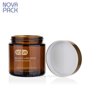 60ml 100ml 120ml verre ambré droit capsule de vitamine bocal à large bouche pots à crème d'<span class=keywords><strong>argile</strong></span> 4oz pots à gommage de beurre pour le corps cosmétique - Product Image 2