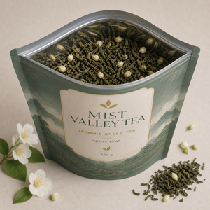 Sachet d'emballage de thé imprimé sur mesure, refermable avec fermeture éclair, pochette autoportante pour thé aux herbes et thé en vrac - Product Image 2