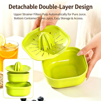 Presse-agrumes manuel 2-en-1 en PP de qualité alimentaire avec bol détachable pour citron, orange, pamplemousse – Réutilisable