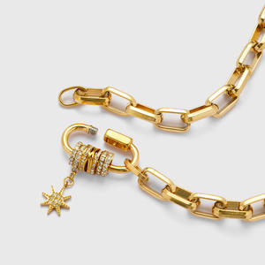 Yf3677 वाटरप्रूफ गहने 18k सोने की प्लेटेड चंकी चेन कारबिनर हार स्टेनलेस स्टील का खुश्च - Product Image 1