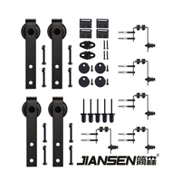 Kit de quincaillerie pour porte de grange coulissante en acier au carbone noir classique + POM à Double voie avec support de dérivation pour le bricolage à la maison