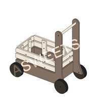 Asweets Chariot assorti en forme de marcheur multifonctionnel en bois pour crème glacée d'été Trotteur pour bébé à trois roues