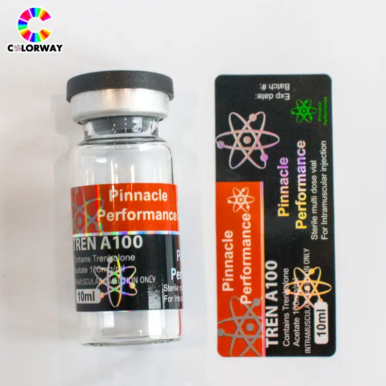 Etiqueta de frasco de vidro para comprimidos de vitamina oral óleo em pó injetável de esteroides farmacêuticos personalizados