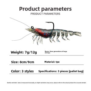 Esca Morbida a Forma di Gamberetto con Ami <span class=keywords><strong>per</strong></span> Pesci d'Acqua Salata 8cm-9cm, Esca Artificiale <span class=keywords><strong>per</strong></span> Pesca in <span class=keywords><strong>Mare</strong></span> - Product Image 4