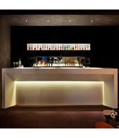Comptoir de bar domestique en pierre artificielle avec éclairage LED intégré, design moderne, écologique, pour entrée de sous-sol, finition ultra brillante, garantie 10 ans