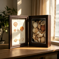 Cadre photo en bois moderne, éco-responsable et durable, orné de fleurs séchées faites à la main, personnalisable, directement de l'usine, pour décoration intérieure originale.