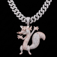 Nuevo Colgante de Plata 925 con Moissanita y Pavé Completo, Diseño de Zorro Estilo Hip Hop, Colgante 3D de Animal de Dibujos Animados, Regalo Personalizado para Hombres, Ideal para Fiestas
