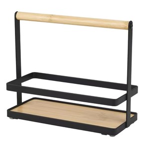 Wooden Spice <b>Bottle</b> <b>Storage</b> <b>Rack</b> Iron Wood Combination 18x9.5x21.5 Cm Portable Kitchen Countertop Organizer - Product Image 2