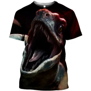 חולצת טריקו לילדים פיטספי 3d עם שרוולים קצרים מזדמנים בעלי חיים דינוזאור מודפס בנים בנות חולצת טריקו 3D לילדים חולצת אופנה