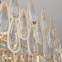 Lustre en cristal en forme de goutte d'eau de style nordique européen, 75 cm, corps doré, douille E14, personnalisable