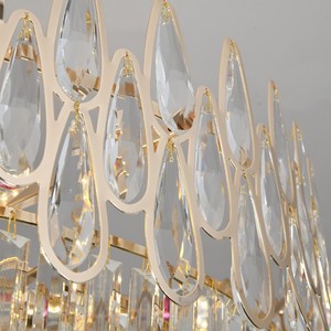 북유럽풍 물방울 크리스탈 샹들리에 천장 조명 75cm 골드 바디 E14 소켓 맞춤형 펜던트 루스터 - Product Image 6