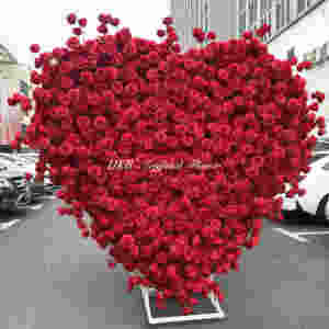 Panel de Pared de Flores Artificiales de Lujo en 5D, Color Rojo, 8 pies x 8 pies, con Soporte, Arreglo Personalizado, para Fiestas y Eventos - Product Image 6