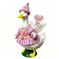 Figurine de cygne féerique OEM ODM avec tenue tricotée violette et baguette magique, décoration de table fantastique pour la maison, cadeau