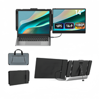 Moniteur pliable personnalisé de 14 pouces, 360 degrés, avec panneau IPS Full HD, double moniteur portable S1, extension d'écran pour ordinateur portable, compatible avec Windows et Mac
