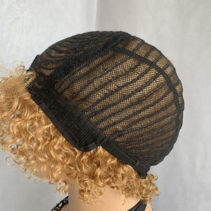 Perruque Courte <span class=keywords><strong>Afro</strong></span> Frisée Kinky Brésilienne en <span class=keywords><strong>Cheveux</strong></span> Humains avec Frange, Faite à la Machine, <span class=keywords><strong>Coupe</strong></span> Pixie Courte Marron pour Femmes Noires – Vente en Gros - Product Image 6